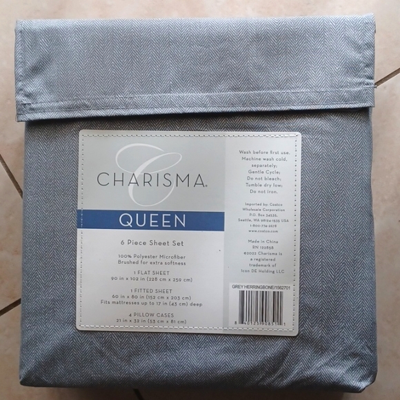Charisma Bedding Charisma Microfiber 6pc Queen Sheet Set Grey